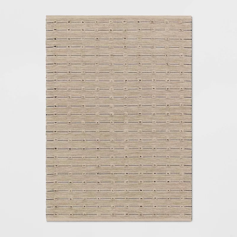 Woven Striped Flatweave Rug Black/Cream - 5' x 7'
