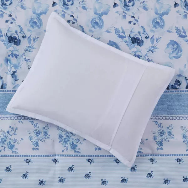Twin/Twin XL Lena Floral Striped Comforter Set Blue