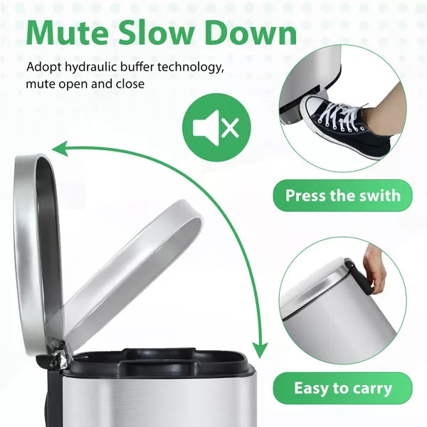 Trash Can Sleek Stainless Steel with Soft-Close Lid and Odor Control Modern Durable & Hygienic