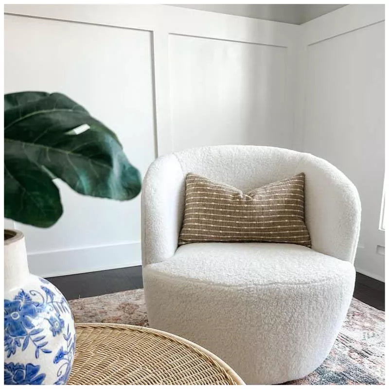 Bella Swivel Barrel Chair,2 Size Soft Touch Upholstered White Teddy Swivel Chair, Armrest 360° Swivel Nursery Chair