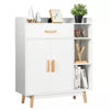Floor Storage Cabinet Free Standing Cupboard Chest w/1 Drawer 2 Doors 3 Shelves