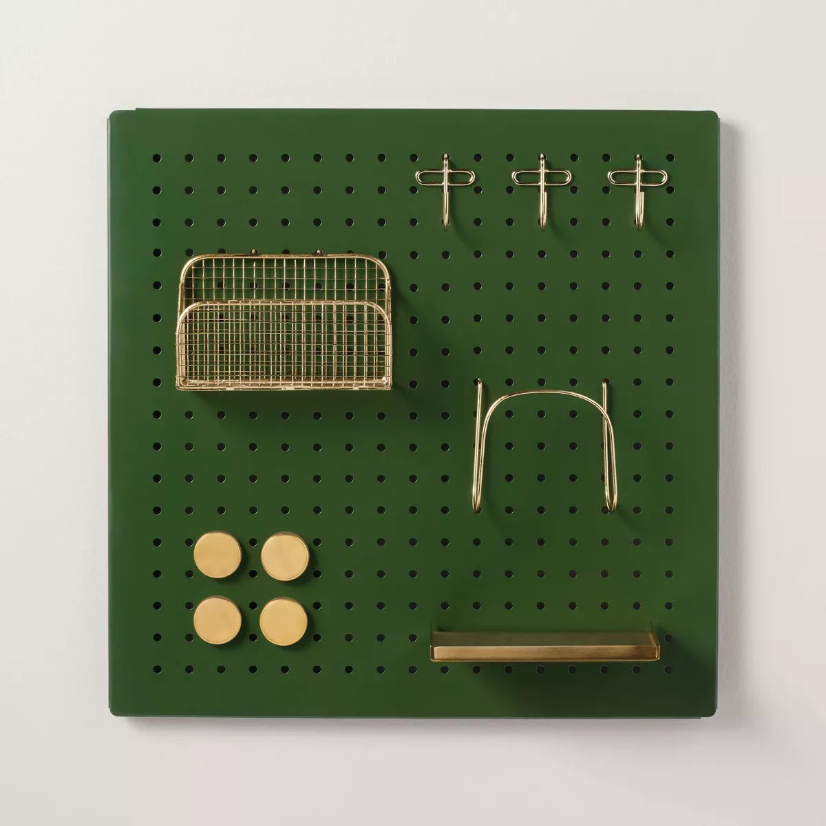 Metal Pegboard Wall Organizer Green/Gold SHOWROOM ITEM
