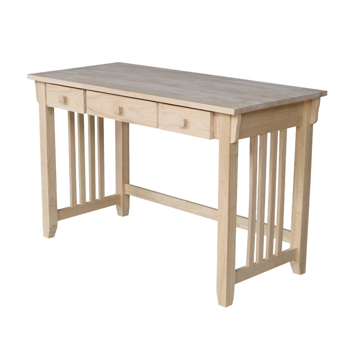 Mission Computer Desk - Unfinished - International Concepts: Hardwood Frame, 48" Writing Desk - SHOWROOM ITEM 