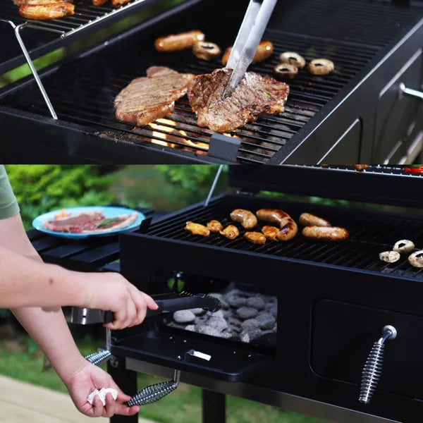 Extra Large Charcoal Grill & Cooking Area: BBQ Outdoor Cooking, Dual Tray System