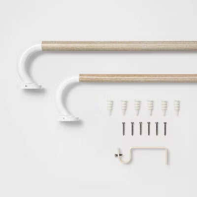 Blackout Kids' Curtain Rod Natural Wood/White