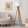 Oak Wood Tripod Floor Lamp Dark Brown