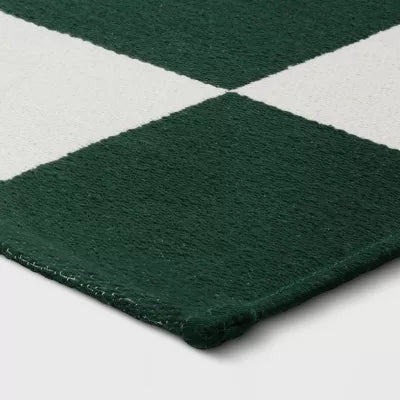 Checkered Area Rug Ivory/Green - 4'x5'6"