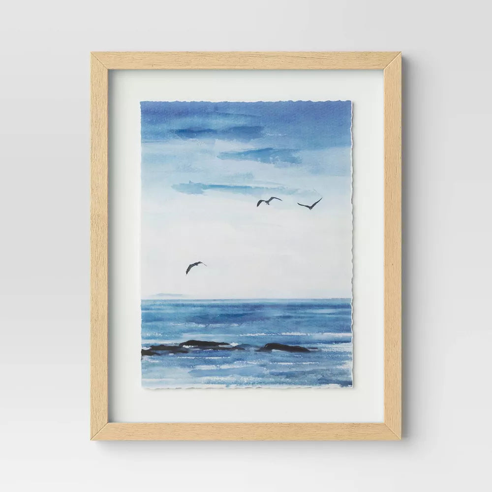 (Set of 2) Seascape Framed Art Set Natural