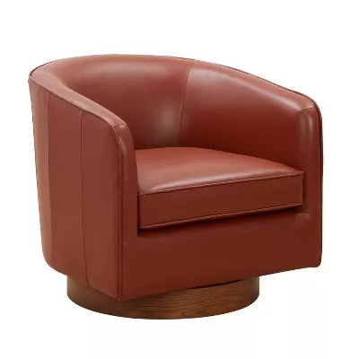Taos Caramel Top Grain Leather Swivel Accent Chair