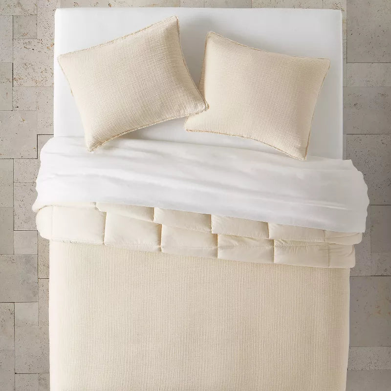 King Textured Chambray Comforter & Sham top Set - Casaluna