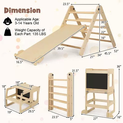 7-in-1 Toddler Climbing Toy Set with Reversible Ramp Convertible Step Stool Multi-colored/Natural