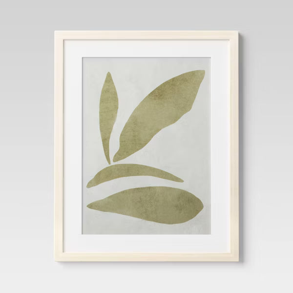 (Set of 2) Leaf Framed Wall Art Set Natural - Botanical Drawing