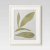 (Set of 2) Leaf Framed Wall Art Set Natural -Botanical Drawing, Beige Frame, Vertical Display