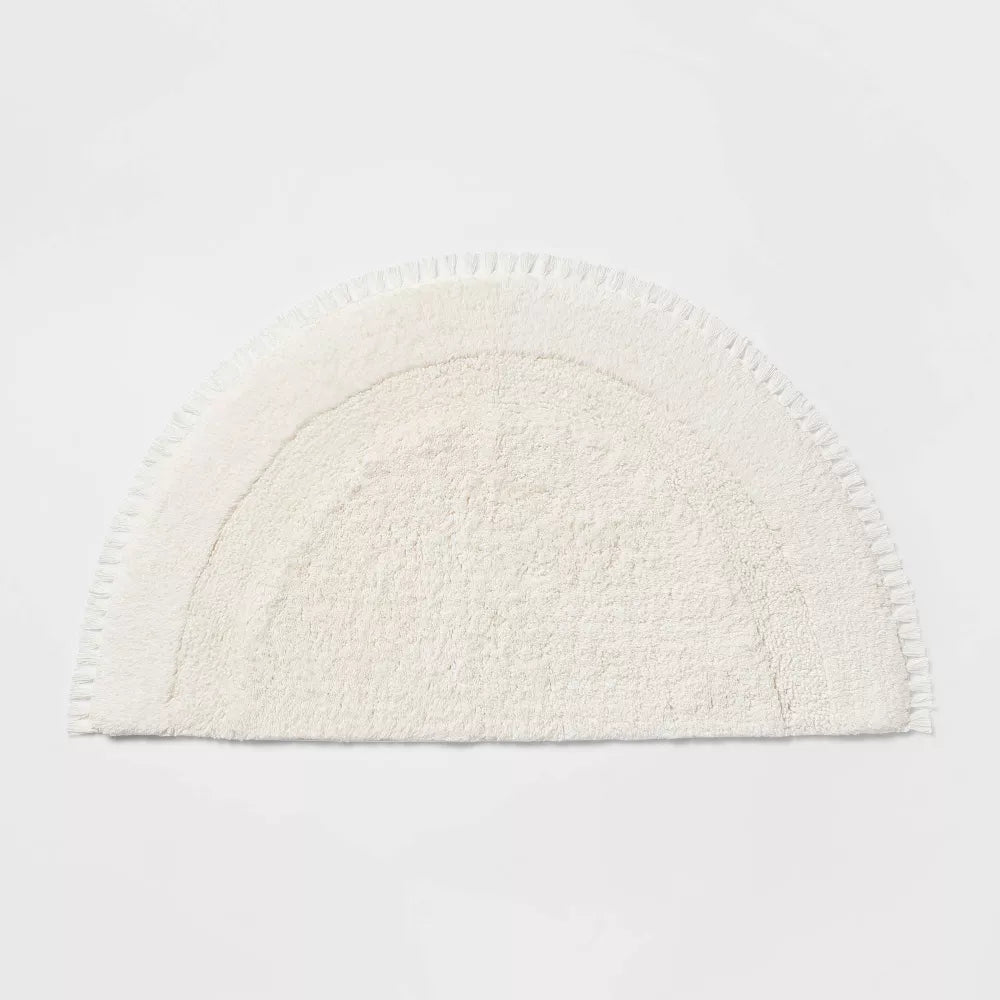 18"x32" Plush Half Moon Bath Rug Cream