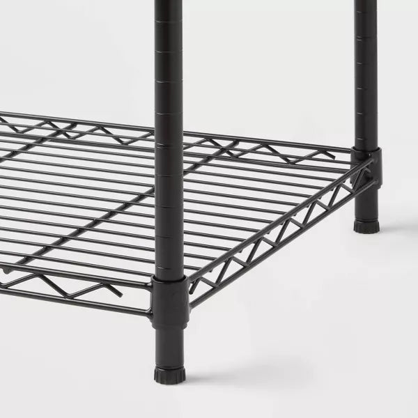 4 Tier Wide Wire Shelving Black - Steel Storage Shelves, Adjustable Wire Rack