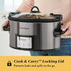 Cook & Carry Programmable Easy-Clean Slow Cooker Stainless Steel: 3 Settings, Dishwasher-Safe Parts