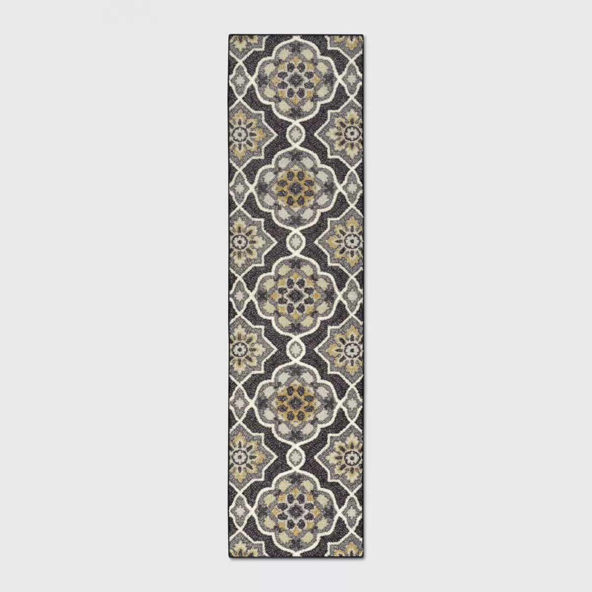 Washable Rowena Rug Charcoal Gray 2'x7' Runner