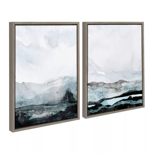 1-Piece Sylvie Layers by Maja Mitrovic of Makes My Day Happy Framed Canvas Gray