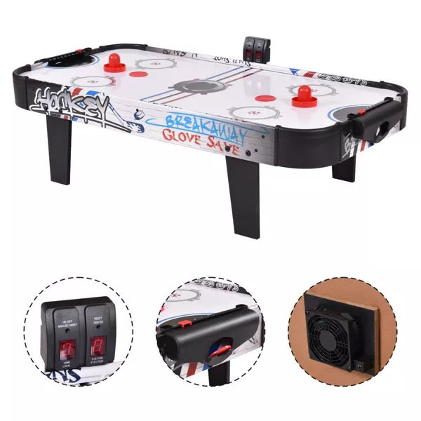 Air Powered Hockey Table Game Room Indoor Sport Electronic Scoring 2 Pushers