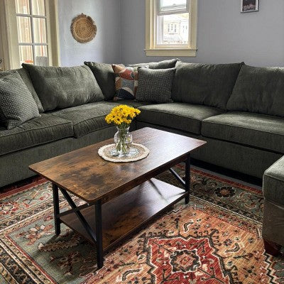 Floral Woven Rug Rust/Green