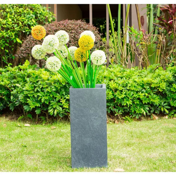 Rectangular Kante Lightweight Modern Tall Outdoor Planter Charcoal