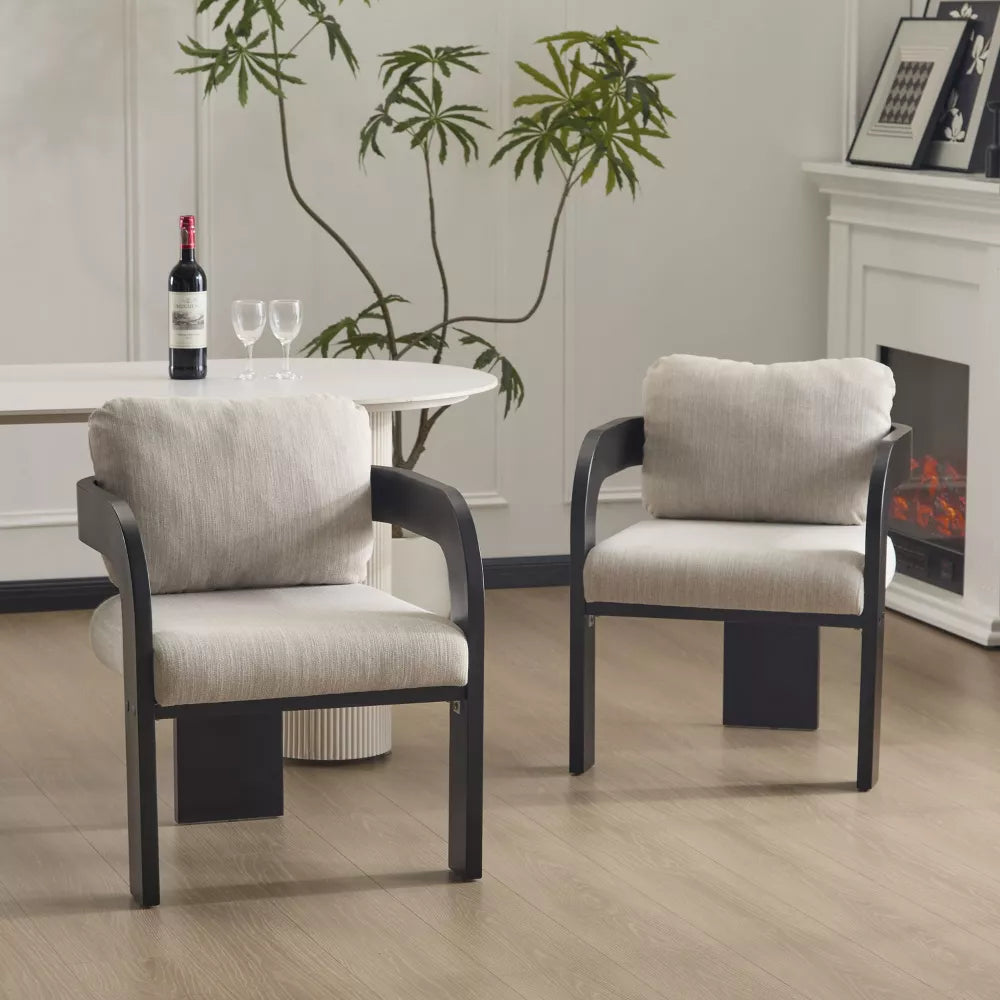Home Smolder Modern Rubberwood Upholstered Dining Chairs, single chair