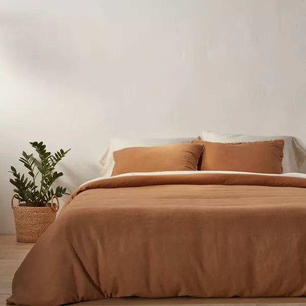 Heavyweight Linen Blend Duvet Cover & Pillow Sham Set - King