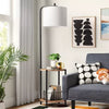 Floor Lamp with Table Natural Wood - ETL Listed, Linen Shade, Metal Body