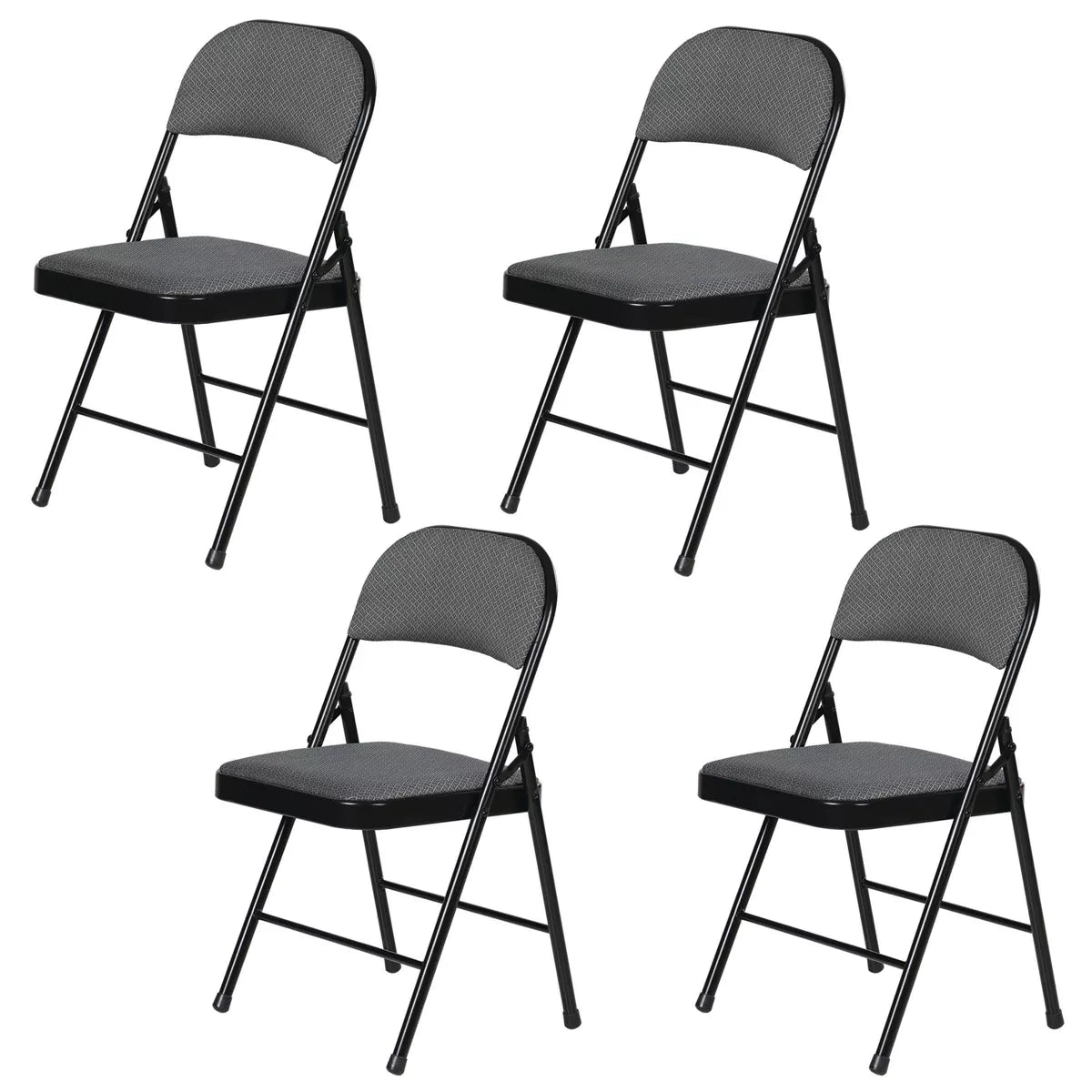 4pk Fabric Padded Folding Chair Gray