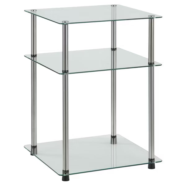 Classic Glass 3 Tier End Table Clear Glass