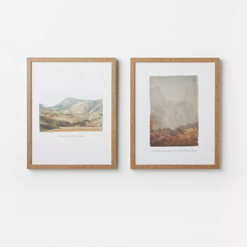 (Set of 2) Glass Textbook Framed Prints: Traditional Wall Art, Polystyrene Frame