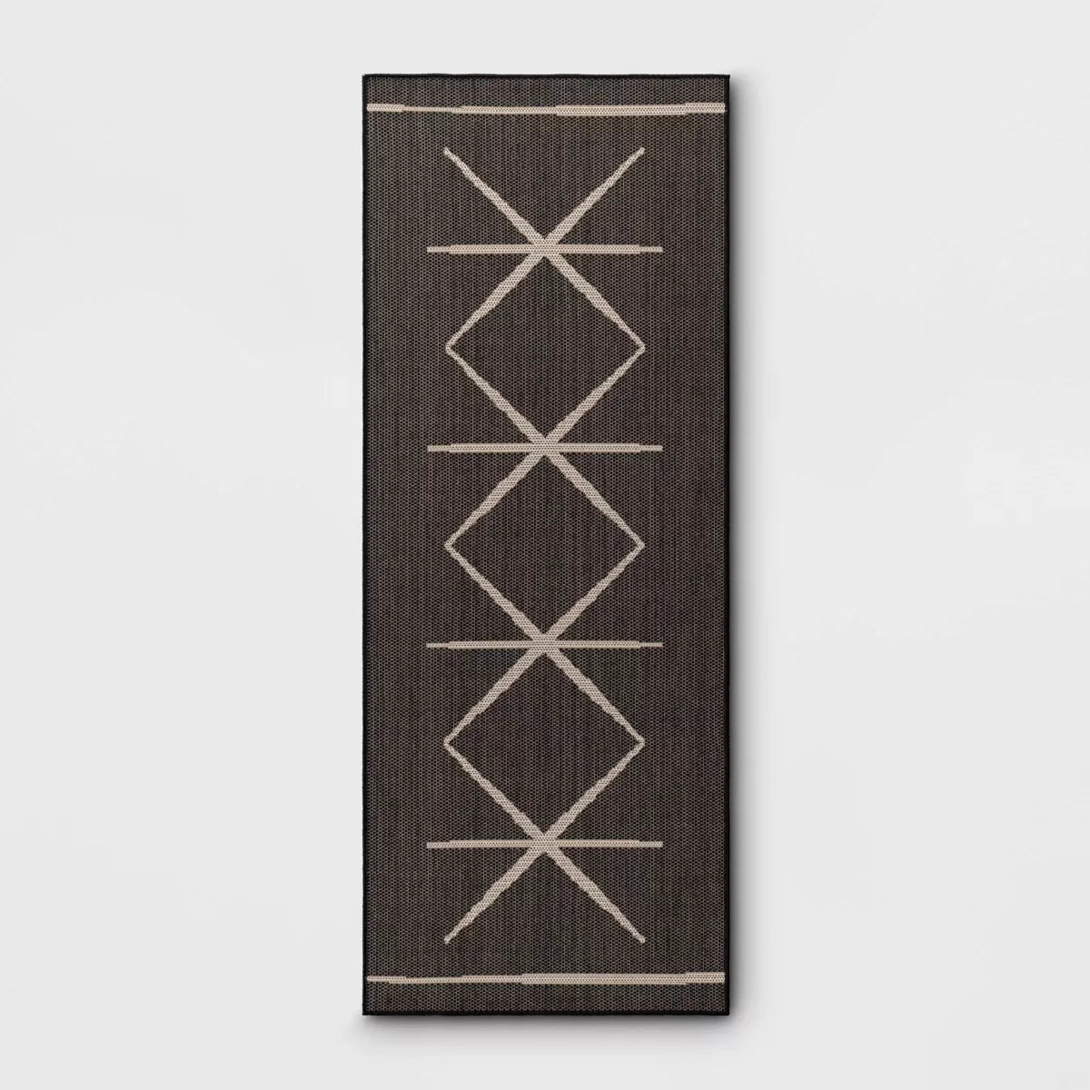 Modern Crisscross Rectangular Woven Indoor Outdoor Rug Black - Threshold™ - SHOWROOM ITEM