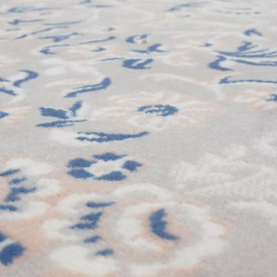 4'x6' Floral Woven Rug Gray