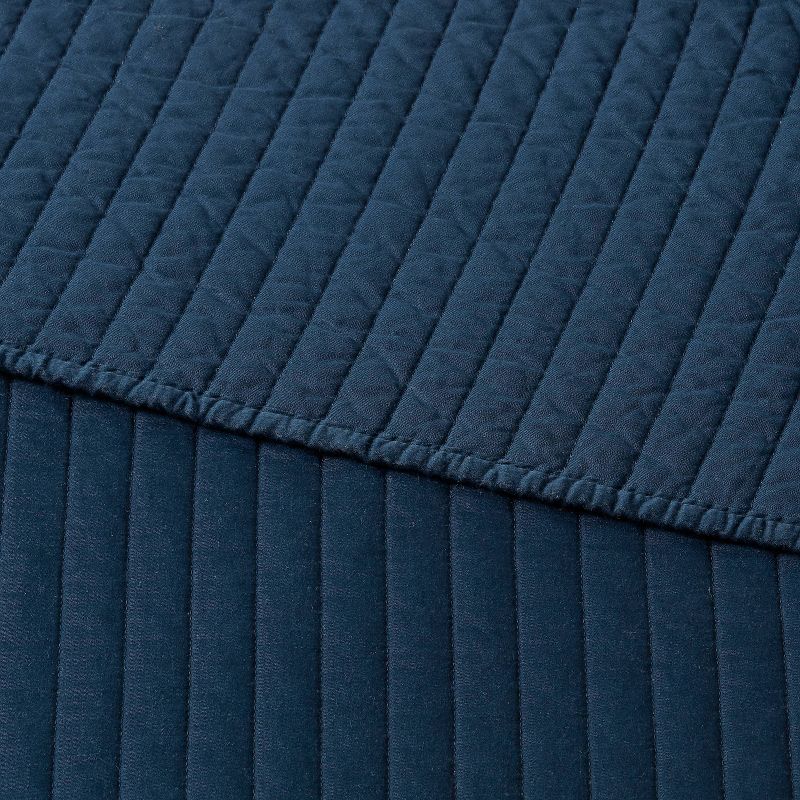 Full/Queen Washed Cotton Sateen Quilt Dark Navy - OEKO-TEX Certified, Midweight Bedspread