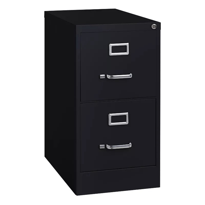 2 Drawer Vertical File Cabinet Black: Steel Frame, No Assembly Required