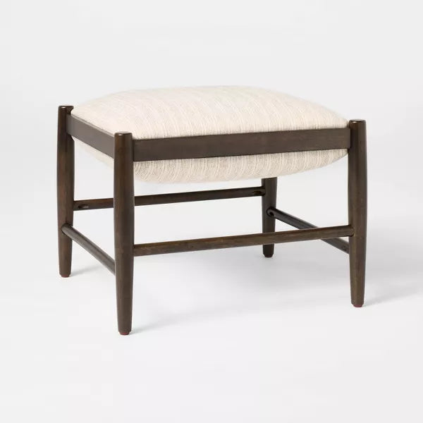 Wood Frame Pillow Top Ottoman Cream