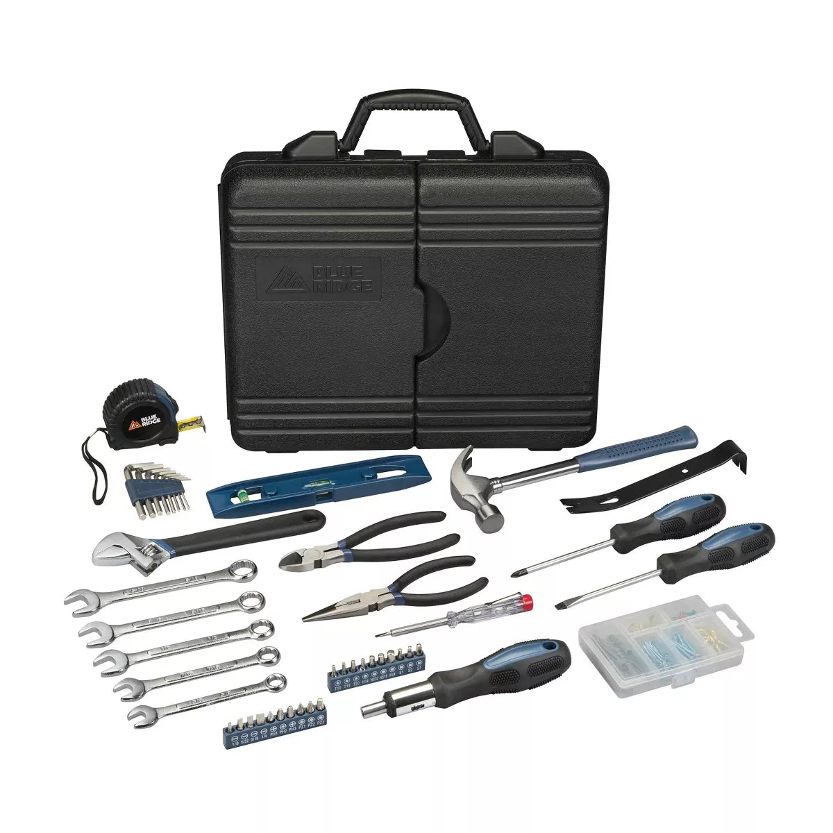145pc Deluxe Household: Steel & Plastic Hand Tool Set with Pliers, Screwdriver, Wrench, Hammer
