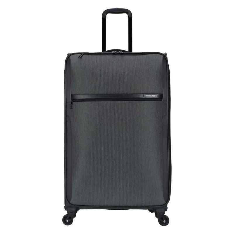 Softside Large Checked Spinner Suitcase - Gray Heather: Expandable Luggage
