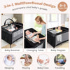 3 in 1 Pack and Play with Toy Bar Diaper Changing Table with Safety Belt