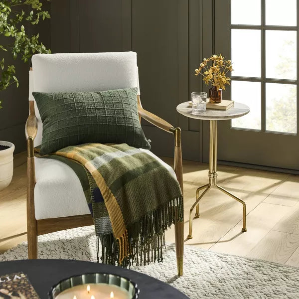 Marble and Brass Accent Side Drink Table
