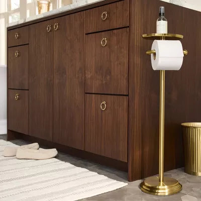 Brass Toilet Paper Stand Brushed Finish