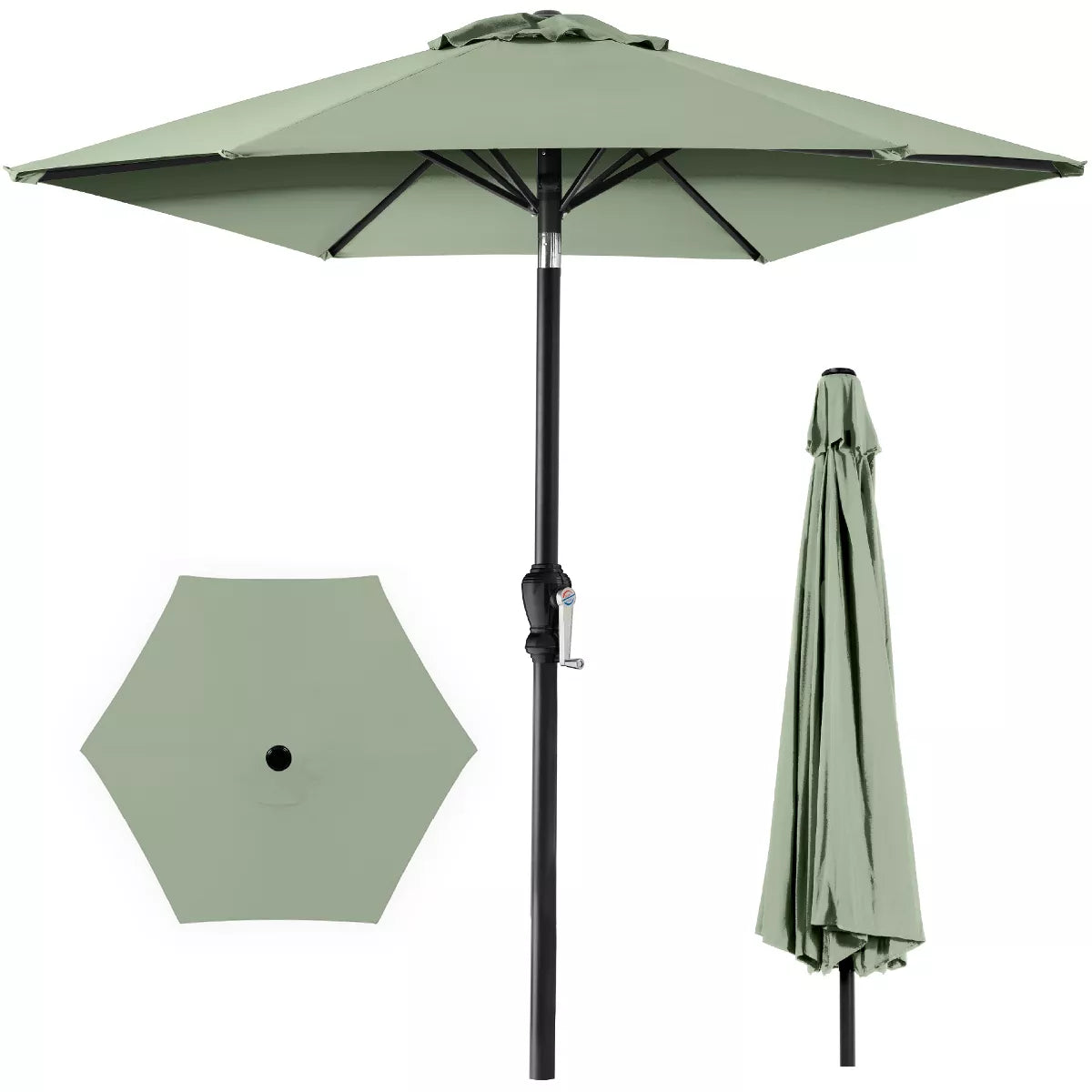 Outdoor Steel Market Patio Umbrella w/ Crank