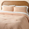 3pc Woven Textured Squares Comforter Bedding Set Blush King