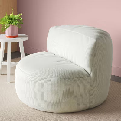 Memory Foam Filled Bean Bag Chair with Corduroy Cover Cream, final cut
