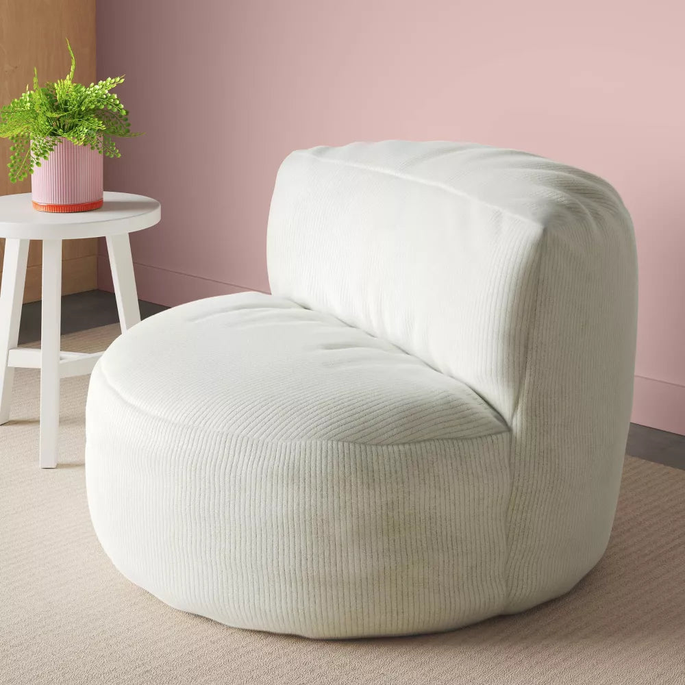 Memory Foam Filled Bean Bag Chair with Corduroy Cover Cream, final cut