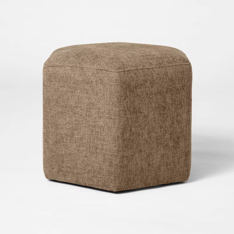 Hex Upholstered Ottoman Tan