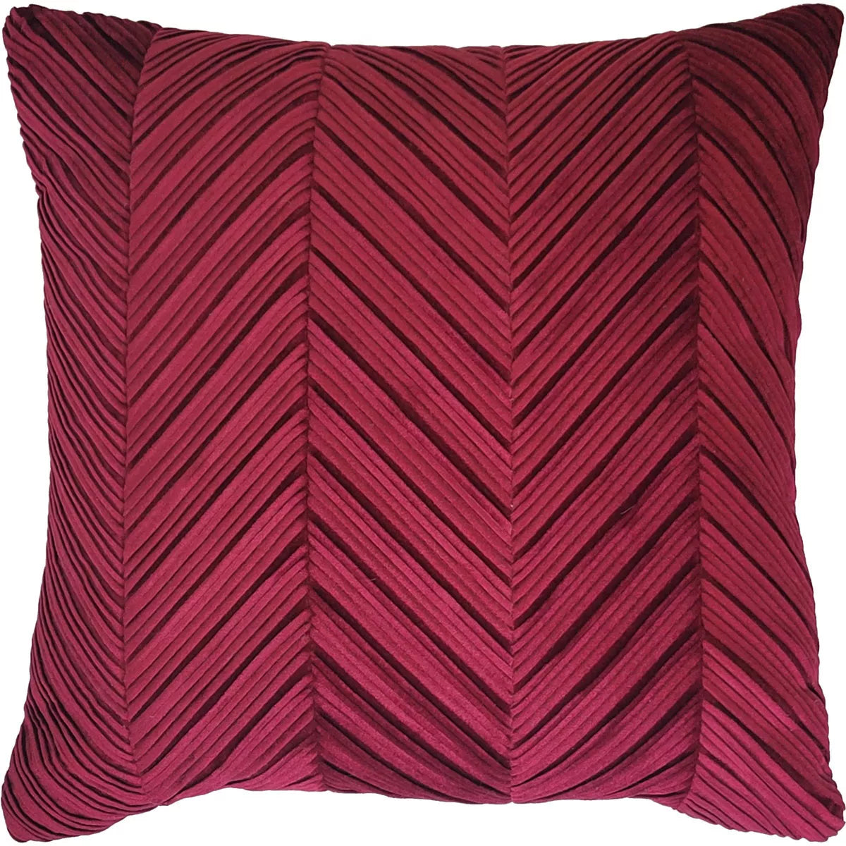 20"x20" Oversize Chevron Square Throw Pillow Red - Edie@Home: Indoor Velvet, Woven, Removable Cover, Hidden Zipper SHOWROOM ITEM