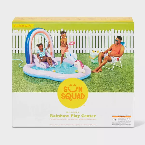 Play Center Update Novelty Kiddie Pool Rainbow - Inflatable, Water Sprays