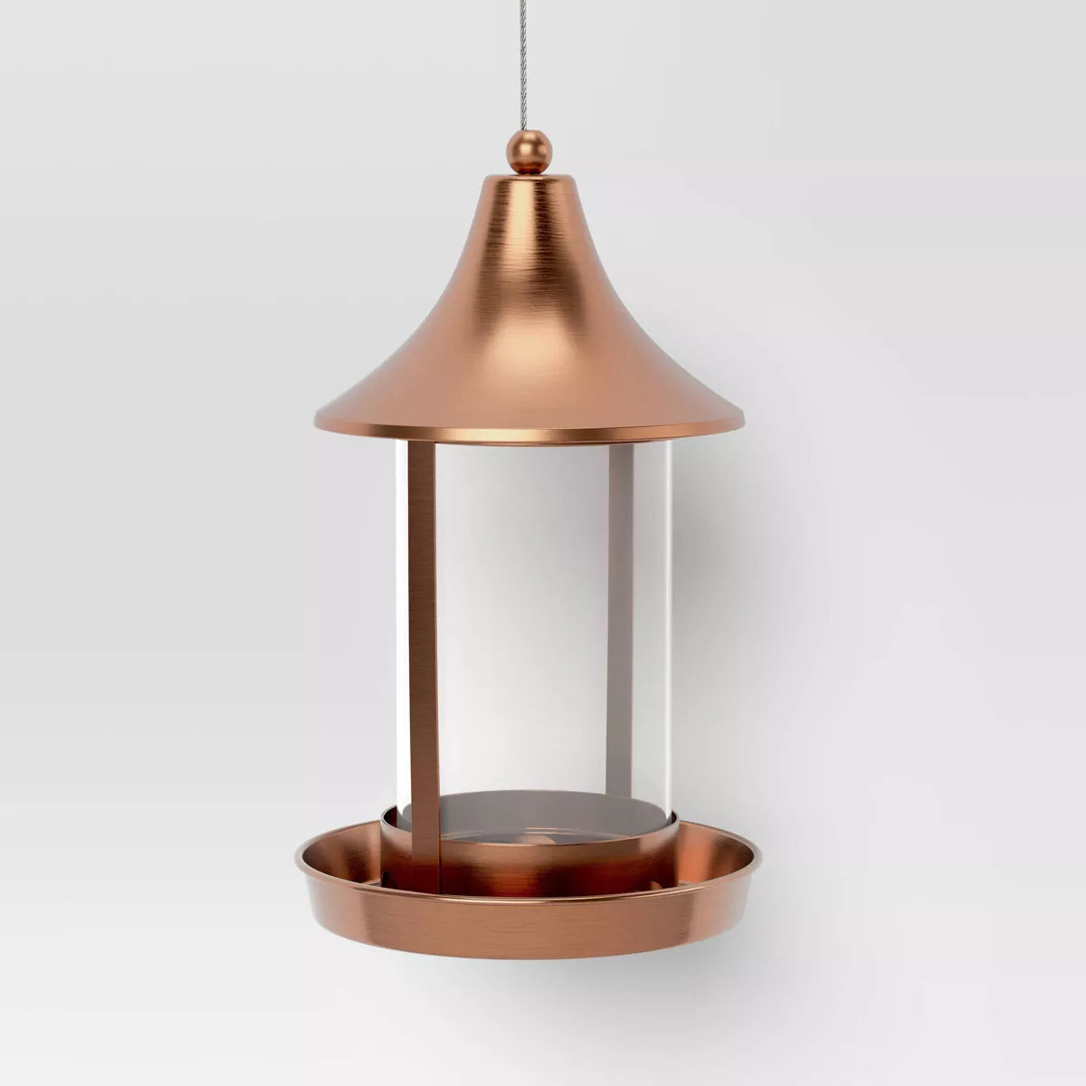11.4" Metal and Glass Suet Bird Feeder  - Copper SHOWROOM ITEM