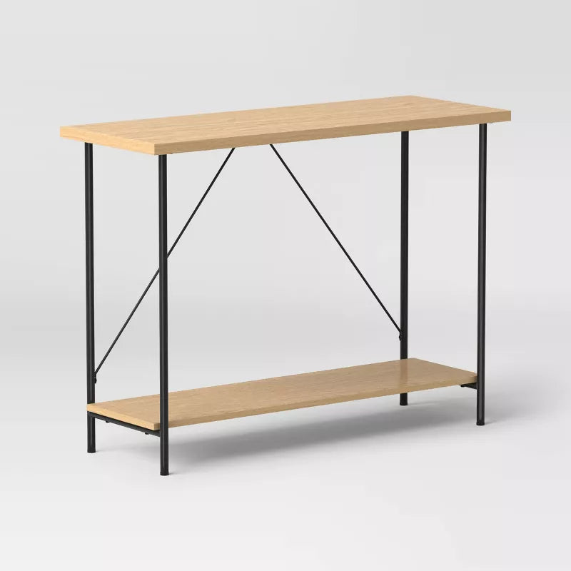 Wood and Metal Console Table Natural
